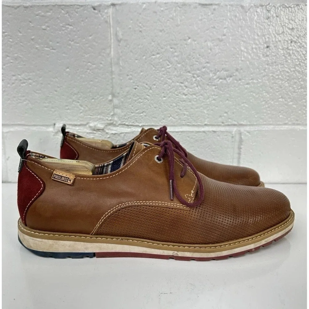 Pikolinos Berna Brown Leather Low Lace‎ Round Toe Oxford Shoes Men's 44 US 10.5